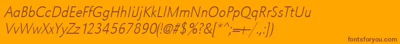 UrwgrotesktextligextnarOblique Font – Brown Fonts on Orange Background