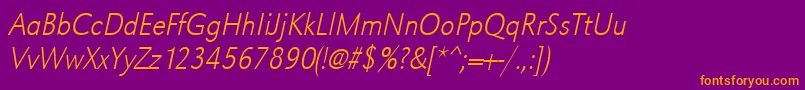 UrwgrotesktextligextnarOblique Font – Orange Fonts on Purple Background