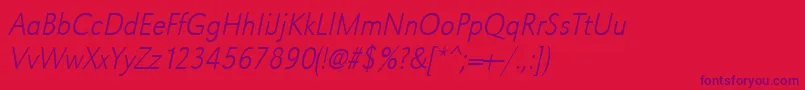 UrwgrotesktextligextnarOblique Font – Purple Fonts on Red Background