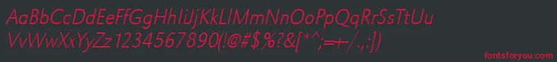 UrwgrotesktextligextnarOblique Font – Red Fonts on Black Background