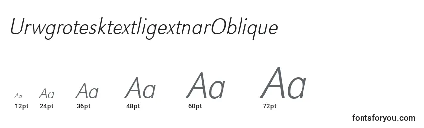 Размеры шрифта UrwgrotesktextligextnarOblique