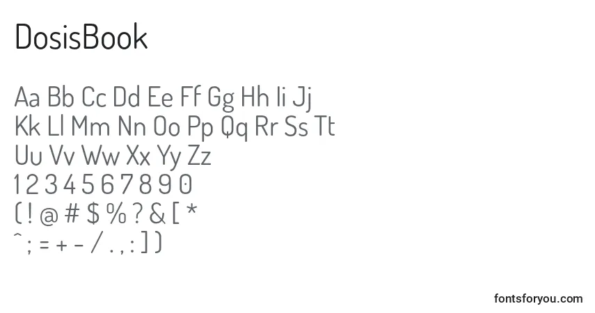 Czcionka DosisBook – alfabet, cyfry, specjalne znaki