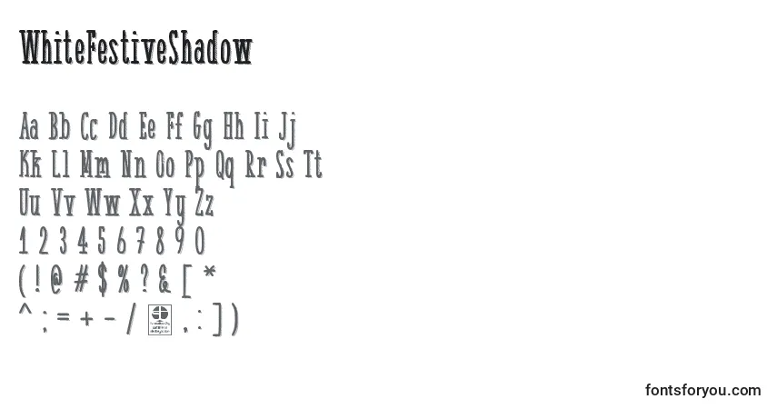 WhiteFestiveShadow-fontti – aakkoset, numerot, erikoismerkit