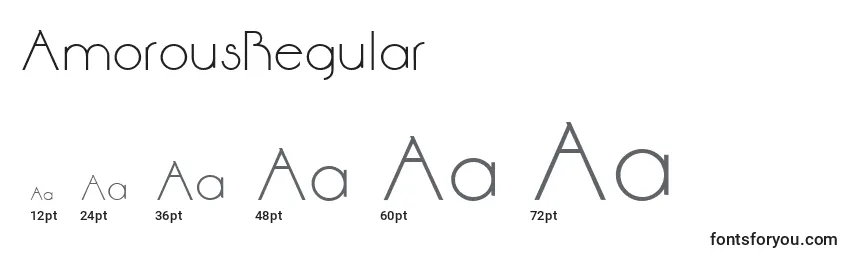 Размеры шрифта AmorousRegular