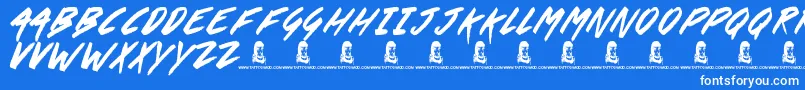 LastFeast-Schriftart – Weiße Schriften auf blauem Hintergrund