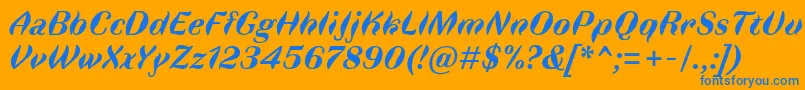 FauneDisplayBoldItalic Font – Blue Fonts on Orange Background