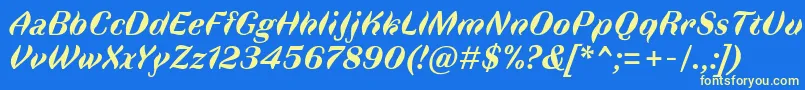 FauneDisplayBoldItalic Font – Yellow Fonts on Blue Background