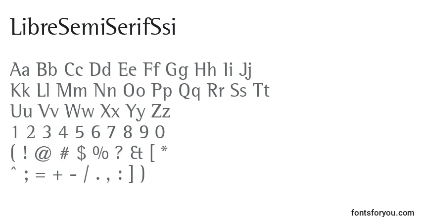 A fonte LibreSemiSerifSsi – alfabeto, números, caracteres especiais