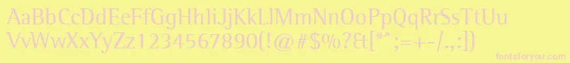 LibreSemiSerifSsi-fontti – vaaleanpunaiset fontit keltaisella taustalla