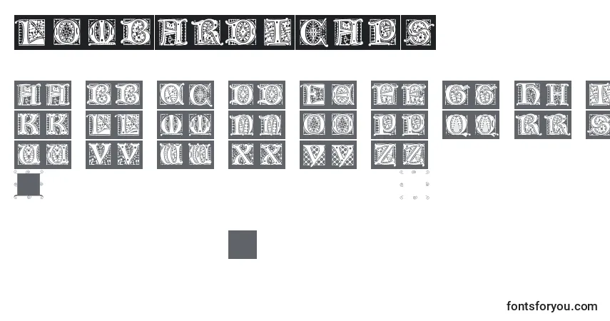 Schriftart Lombardicaps – Alphabet, Zahlen, spezielle Symbole