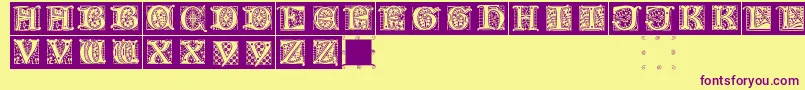 Lombardicaps-Schriftart – Violette Schriften auf gelbem Hintergrund