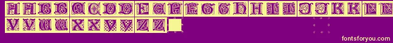 Lombardicaps-fontti – keltaiset fontit violetilla taustalla