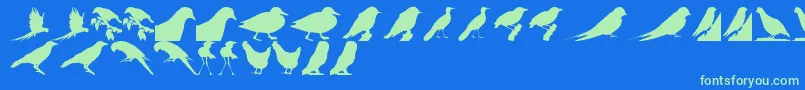 BirdsTfb-fontti – vihreät fontit sinisellä taustalla