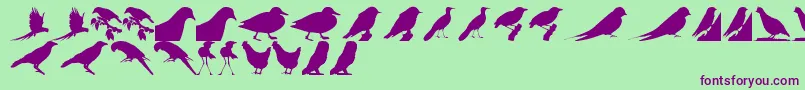 BirdsTfb-Schriftart – Violette Schriften auf grünem Hintergrund