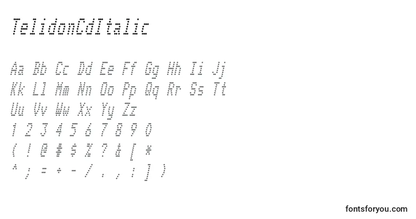Шрифт TelidonCdItalic – алфавит, цифры, специальные символы