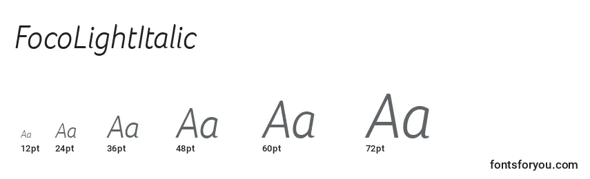 FocoLightItalic Font Sizes