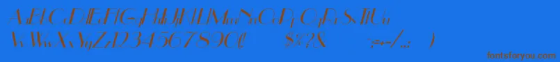 フォントUppeaItalic – 茶色の文字が青い背景にあります。