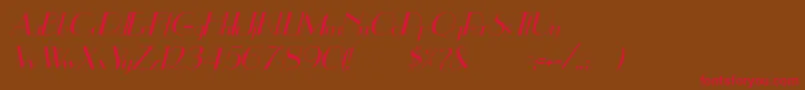 フォントUppeaItalic – 赤い文字が茶色の背景にあります。