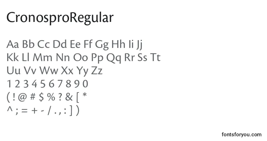 Schriftart CronosproRegular – Alphabet, Zahlen, spezielle Symbole