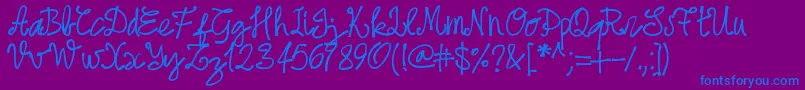 Pwjune16-Schriftart – Blaue Schriften auf violettem Hintergrund