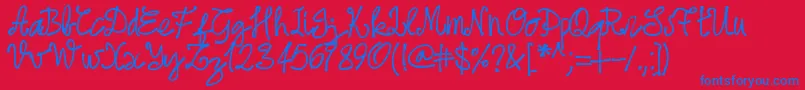 Pwjune16 Font – Blue Fonts on Red Background