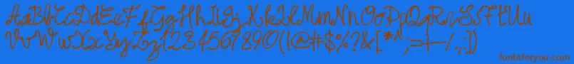 Pwjune16 Font – Brown Fonts on Blue Background