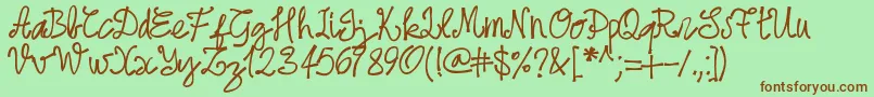 Pwjune16 Font – Brown Fonts on Green Background
