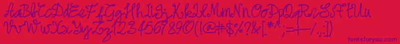 Pwjune16-Schriftart – Violette Schriften auf rotem Hintergrund