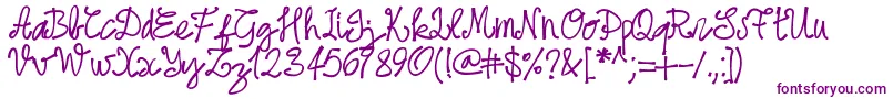 Pwjune16-fontti – violetit fontit valkoisella taustalla