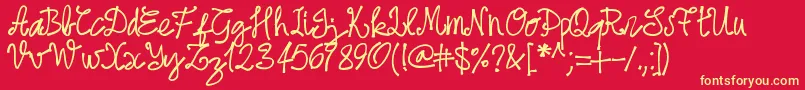 Pwjune16 Font – Yellow Fonts on Red Background