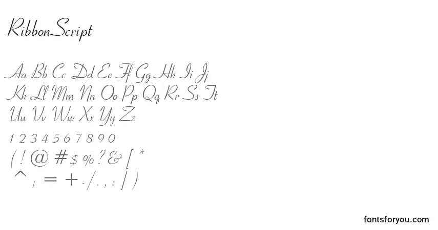 Schriftart RibbonScript – Alphabet, Zahlen, spezielle Symbole