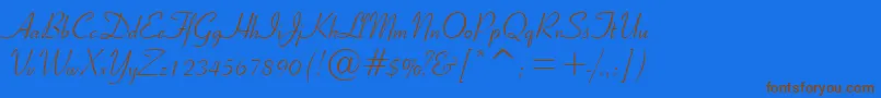 RibbonScript Font – Brown Fonts on Blue Background