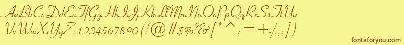 RibbonScript-Schriftart – Braune Schriften auf gelbem Hintergrund