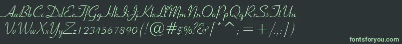 フォントRibbonScript – 黒い背景に緑の文字