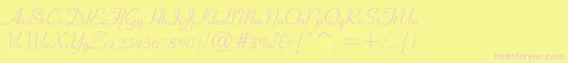 フォントRibbonScript – ピンクのフォント、黄色の背景