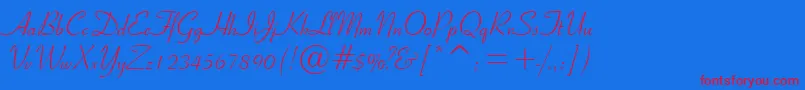 RibbonScript Font – Red Fonts on Blue Background