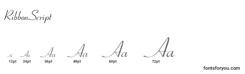Размеры шрифта RibbonScript