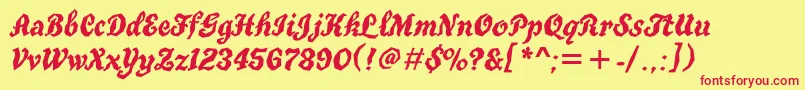 Truegritbtt-Schriftart – Rote Schriften auf gelbem Hintergrund
