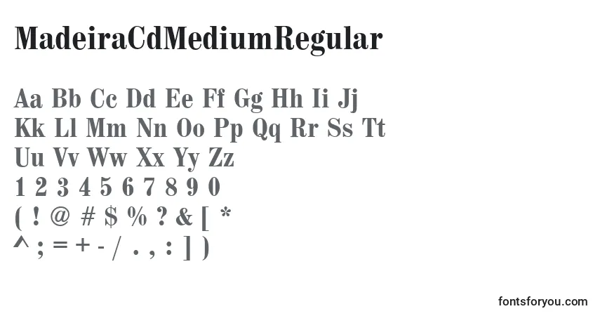 Шрифт MadeiraCdMediumRegular – алфавит, цифры, специальные символы