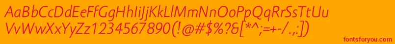 フォントAmorSansProItalic – オレンジの背景に赤い文字