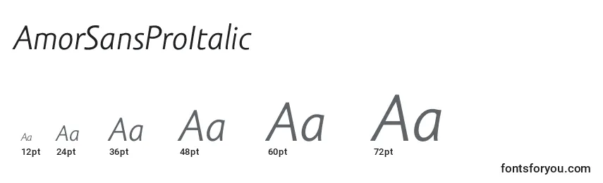 Размеры шрифта AmorSansProItalic