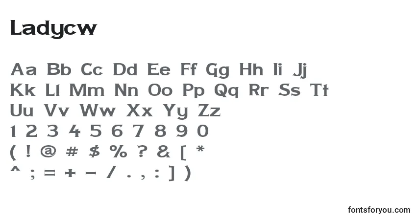A fonte Ladycw – alfabeto, números, caracteres especiais
