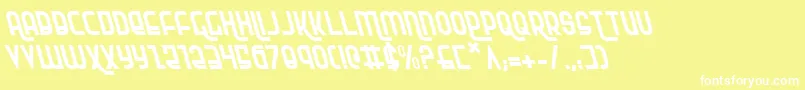 RokikierLeftalic-Schriftart – Weiße Schriften auf gelbem Hintergrund