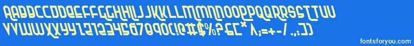 フォントRokikierLeftalic – 黄色の文字、青い背景