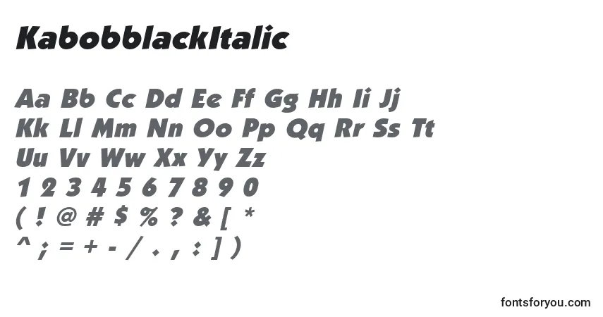 Czcionka KabobblackItalic – alfabet, cyfry, specjalne znaki