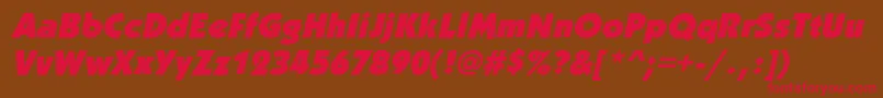 フォントKabobblackItalic – 赤い文字が茶色の背景にあります。