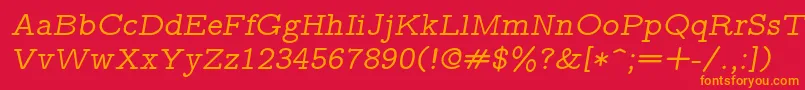 フォントLmmonoprop10Oblique – 赤い背景にオレンジの文字