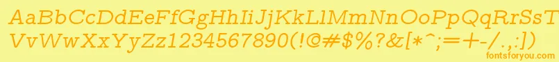 Lmmonoprop10Oblique Font – Orange Fonts on Yellow Background
