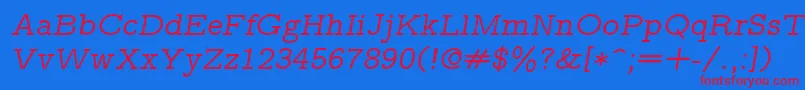 Шрифт Lmmonoprop10Oblique – красные шрифты на синем фоне