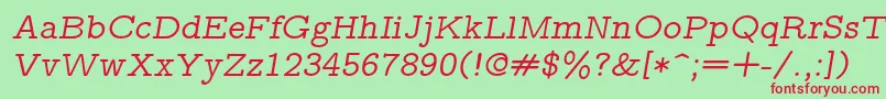 Lmmonoprop10Oblique Font – Red Fonts on Green Background